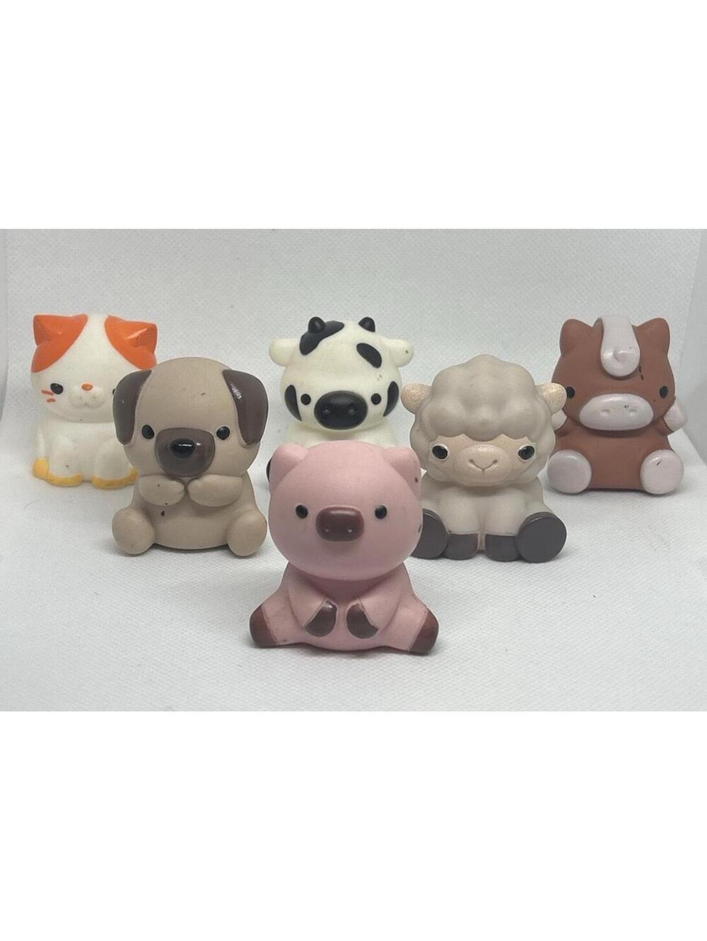 Set of 5 Cute Animal Figurines - Cat, Dog, Cow, Sheep, Horse
